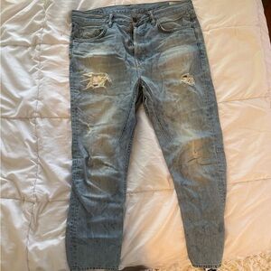 All Saints Light Blue Distressed Boyfriend Jeans